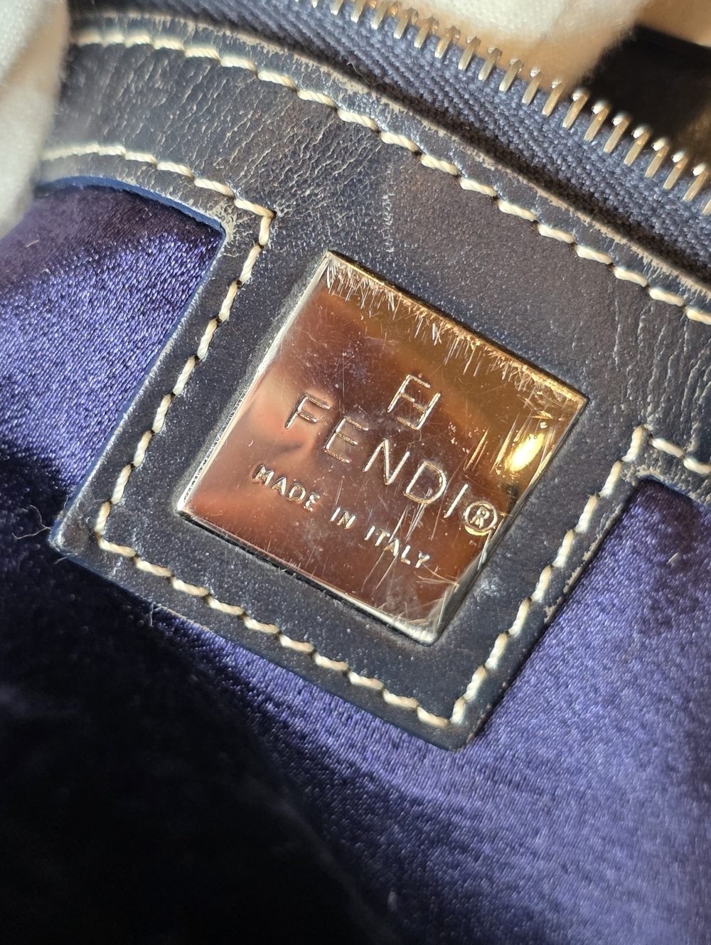 Fendi Zucchino Blue Monogram Tote Bag FF Canvas Shoulder Bag Vintage - Picture 9 of 12